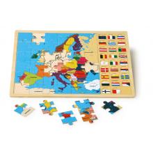 Drevené puzzle Európa s vlajkami